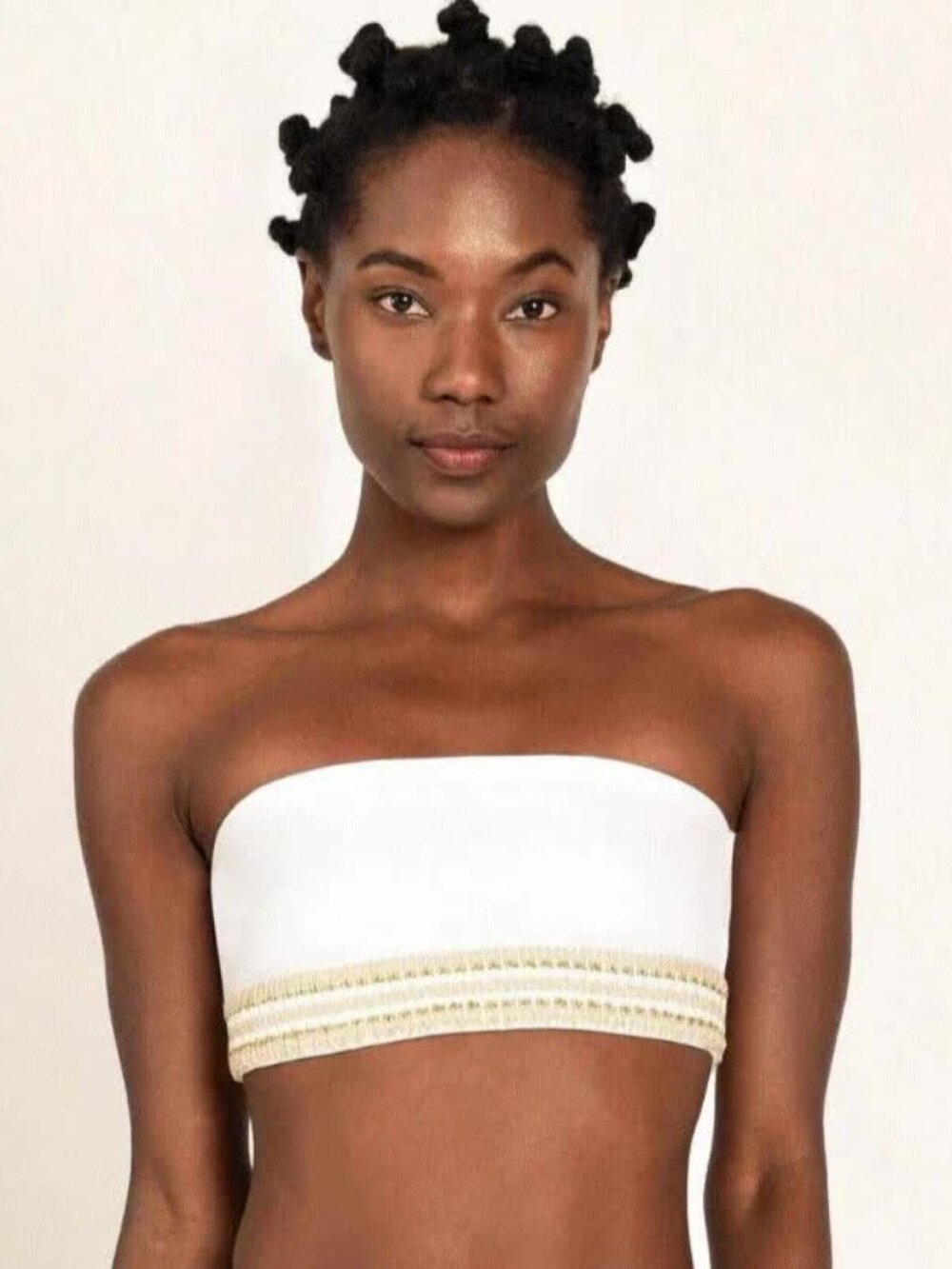 Peixoto Tropico White Strapless Kirra Bandeau Swim Bikini Top Size S